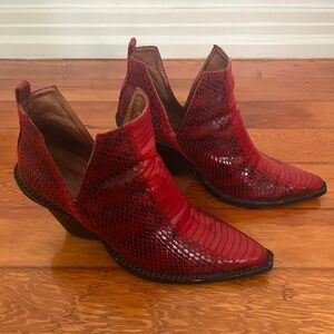 Red Jeffrey Campbell x Free people cowboy booties